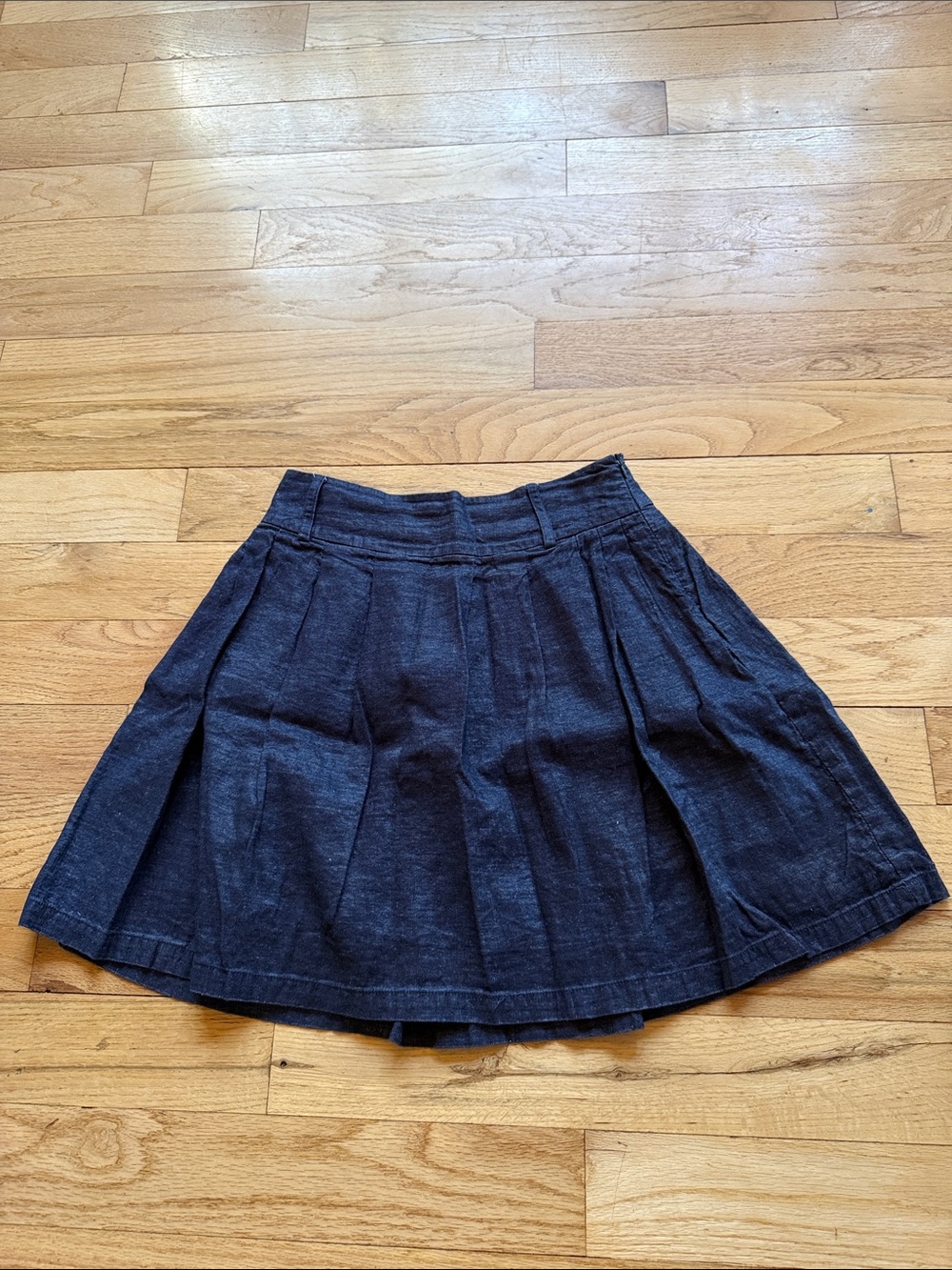 Forever 21 Navy Denim Pleated Skater Skirt